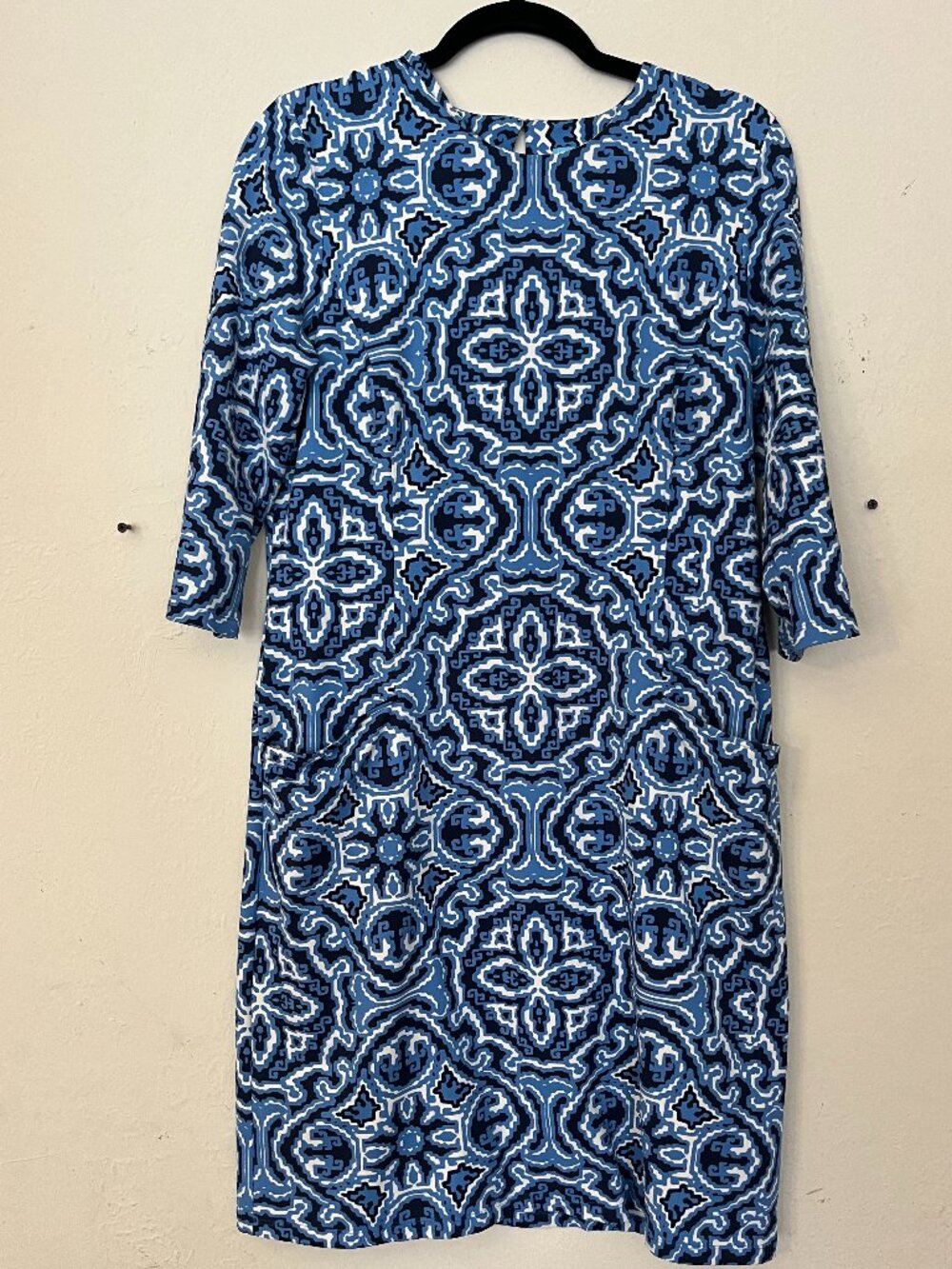 J McLaughlin Blue Pattern Dress, L